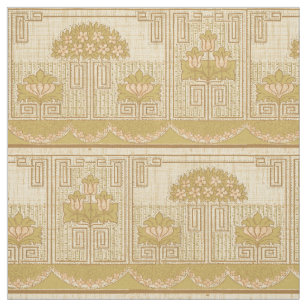 Vintage Mission Style Floral & Key Pattern Frieze Fabric