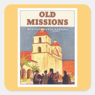 Vintage Missions Santa Barbara Square Sticker
