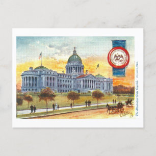 Vintage Mississippi Capitol with Seal Postcard