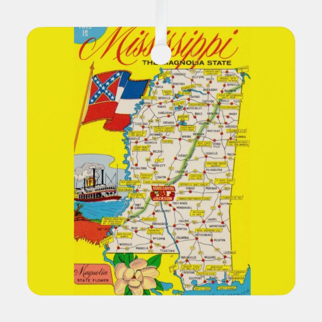 Vintage Mississippi Map Ornament (Front)