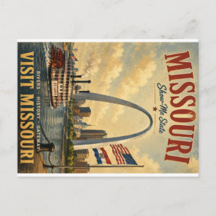Vintage Missouri Travel Poster with St. Louis Gate Holiday Postcard