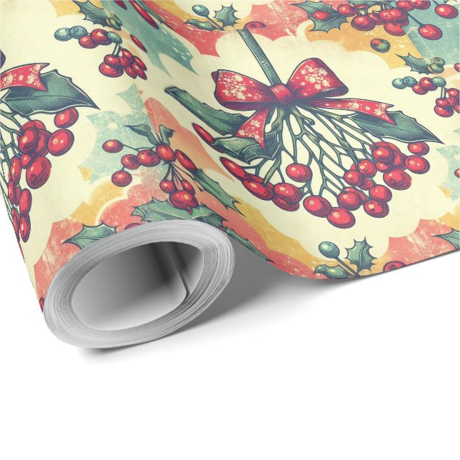 Vintage Mistletoe Branch Wrapping Paper (Roll Corner)