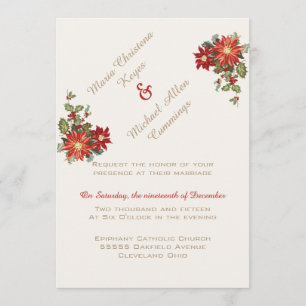 Vintage Mistletoe Winter Wedding Invitation