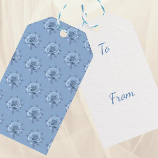 Vintage Misty Blue Roses  Gift Tags