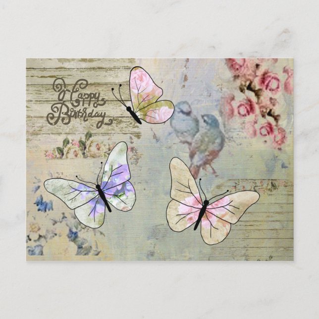Vintage mit Schmetterlingen Postcard (Front)