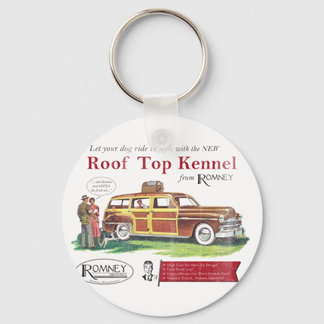 Vintage Mitt Romney Dog Retro Ad Key Ring (Front)