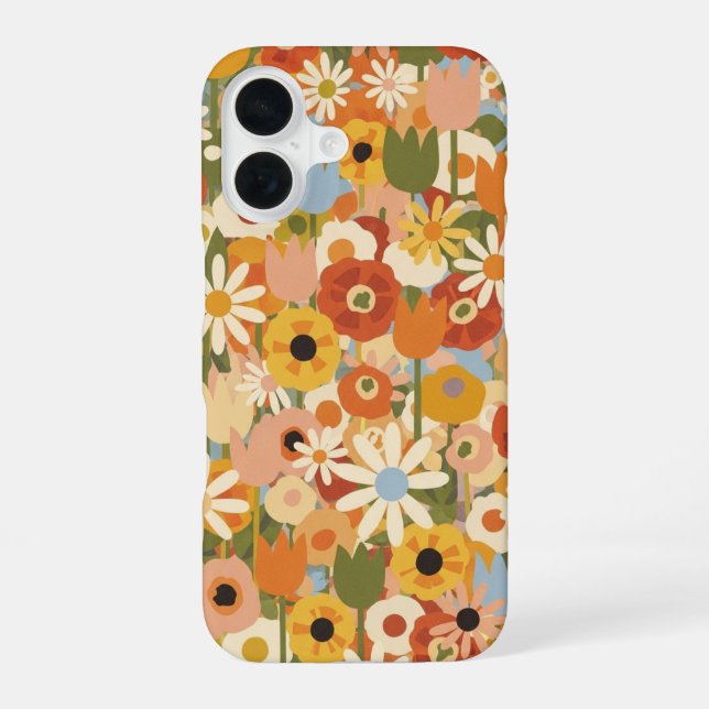 Vintage Mixed Floral Composition iPhone 16 Case (Back)