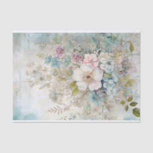 Vintage Mixed Media Blue, Pink, White Flowers Tissue Paper