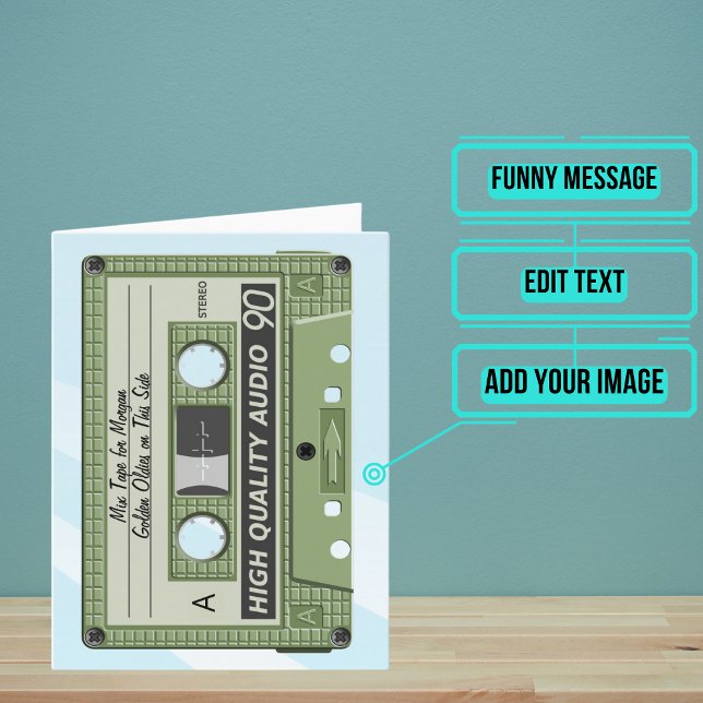Vintage Mixtape Cassette Birthday Card (You can still send a mixtape today with this funny card. )