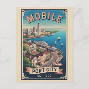 Vintage Mobile Alabama Retro Travel Postcard