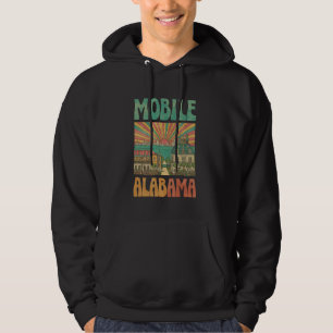 Vintage Mobile Alabama Sunset Skyline Cityscape Re Hoodie