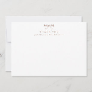 Vintage Mocha Bow Future Mrs Bridal Shower Thank You Card