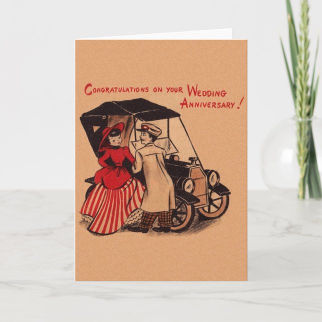 Vintage Model T Wedding Anniversary Greeting Card (Front)