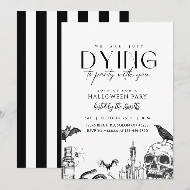 Vintage Modern Adult Halloween Party Invitation (Front/Back)