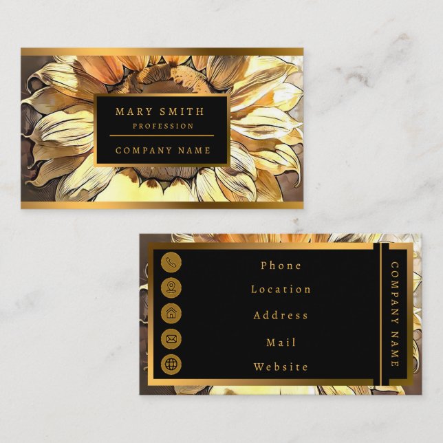 Vintage Modern Art Sunflower Collection Business Card (Front/Back)