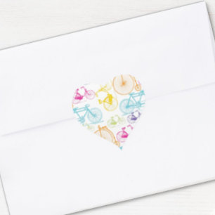 Vintage Modern Bicycle Bright Colour Neon Pattern Heart Sticker