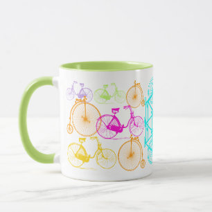Vintage Modern Bicycle Bright Colour Neon Pattern Mug
