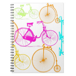 Vintage Modern Bicycle Bright Colour Neon Pattern Notebook