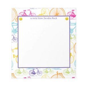 Vintage Modern Bicycle Bright Colour Neon Pattern Notepad