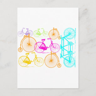 Vintage Modern Bicycle Bright Colour Neon Pattern Postcard