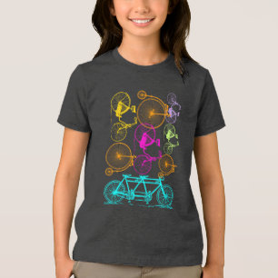 Vintage Modern Bicycle Bright Colour Neon Pattern Tri-Blend Shirt
