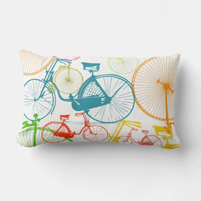 Vintage Modern Bicycle Bright Colour Neon Pillow (Front)
