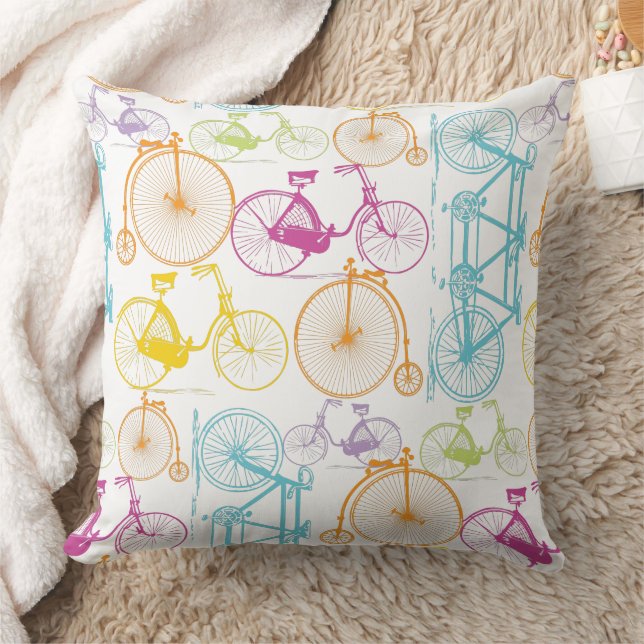 Vintage Modern Bicycle Bright Colour Neon Pillow (Blanket)
