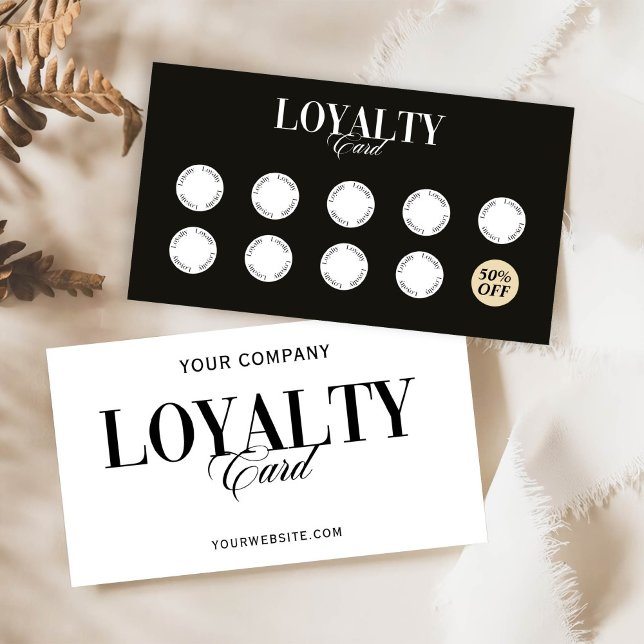 Vintage Modern Black And White Hair Loyalty Card (Creator Uploaded)