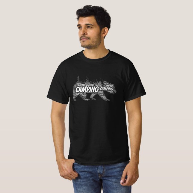 Vintage Modern Black Bear Walking T-Shirt (Front Full)