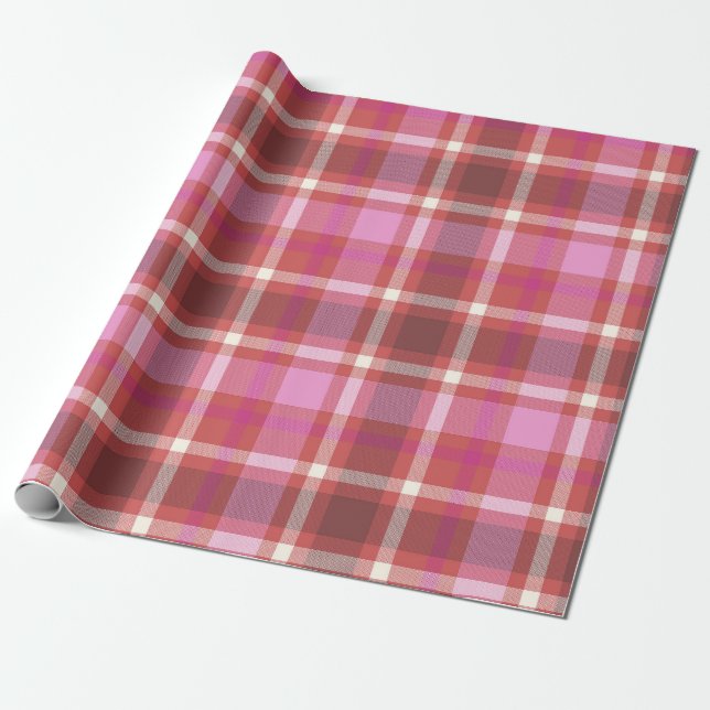 Vintage Modern Christmas Plaid Tartan Gift Wrap (Unrolled)
