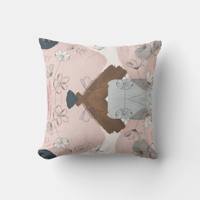 VINTAGE MODERN COLOURFUL ABSTRACT ART THROW PILLOW (Front)