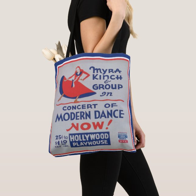 Vintage Modern Dance Advertisement Print Tote Bag (Close Up)
