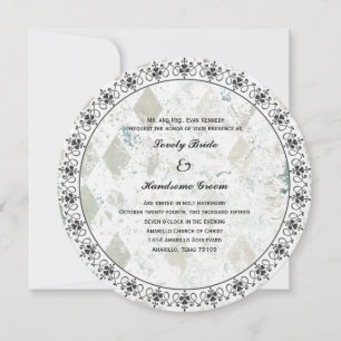 Vintage Modern Diamond Round Wedding Invitation
