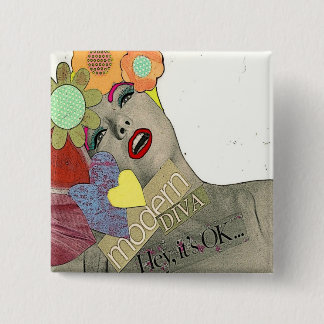 Vintage Modern Diva 15 Cm Square Badge