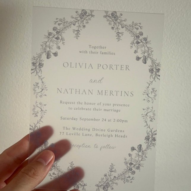 Vintage Modern Elegance Floral Wedding Acrylic Invitations (Creator Uploaded)