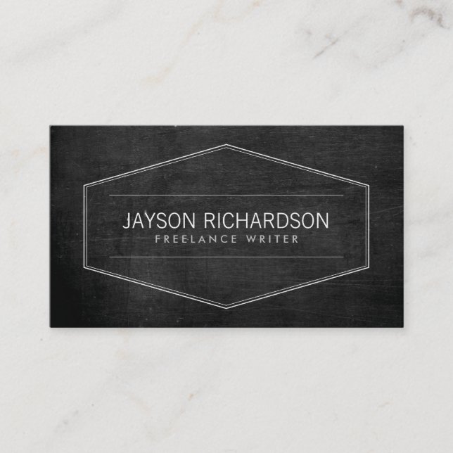 Vintage Modern Emblem on Black Wood Business Card (Front)