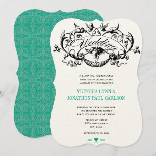 Vintage Modern Emerald Wedding Invitations