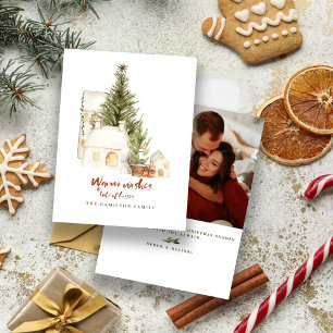 Vintage Modern Family Christmas Photo Holiday Card