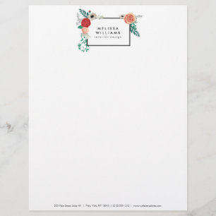 Vintage Modern Floral Motif Letterhead