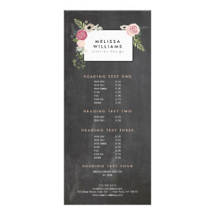Vintage Modern Floral Motif on Chalkboard Designer Rack Card