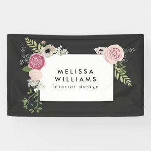 Vintage Modern Floral Motif on Dark Grey Banner