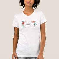 Vintage Modern Floral Motif on White T-shirt