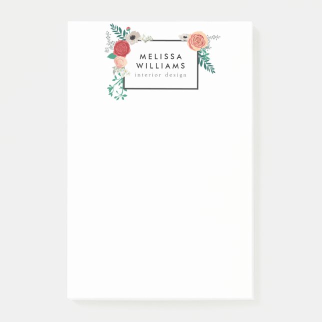 Vintage Modern Floral Motif Post-it Notes (Front)