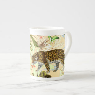 Vintage Modern Flower Jungle Tropical Bone China Mug