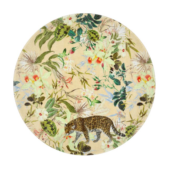 Vintage Modern Flower Jungle Tropical Cutting Board (Front)