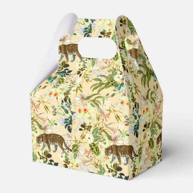 Vintage Modern Flower Tiger Jungle Tropical Favour Box (Front Side)