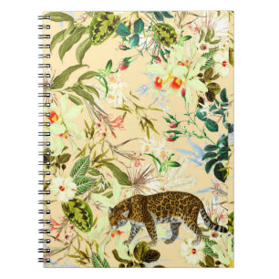 Vintage Modern Flower Tiger Jungle Tropical Notebook