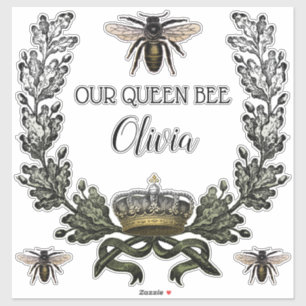 Vintage Modern Forest Moss Green Queen Bee Baby