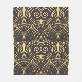 vintage modern geometric tiles pattern. golden lin fleece blanket