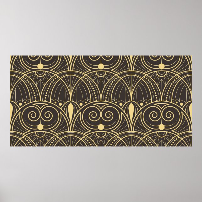 vintage modern geometric tiles pattern. golden lin poster (Front)